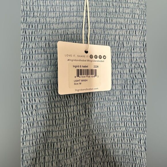 Ingrid & Isabel Women's Smocked Chambray Midi Dress Sz M - Picture 6 of 9